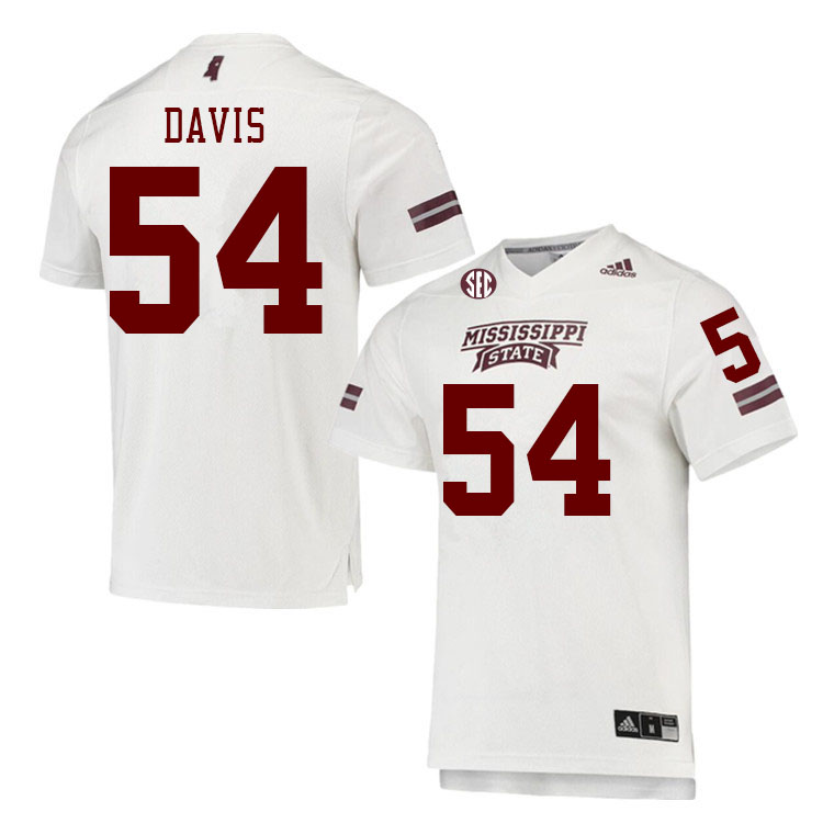 Men #54 Jonathan Davis Mississippi State Bulldogs College Football Jerseys Stitched Sale-White
